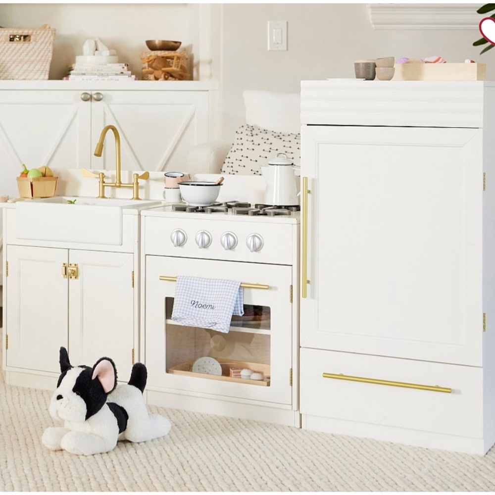 Pottery Barn White Play Kitchen Fridge Only With Gold Accents